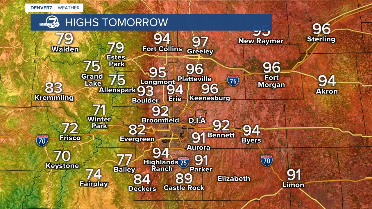 Front range highs tomorrow